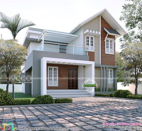 Indian Farmhouse Design Exterior, Small House Design Kerala, House Rendering, Indian House Exterior Design, Small House Blueprints, 3 Storey House Design, Kerala Home, Kerala House, 2 Storey House Design