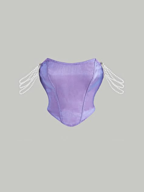 Mermaidcore Clothes Png, Purple Tops Aesthetic, Purple Metallic Outfit, Cute Purple Outfits Aesthetic, Purple Top Png, Purple Mermaid Top, Purple Corset Outfit, All Purple Outfit, Cute Purple Outfits