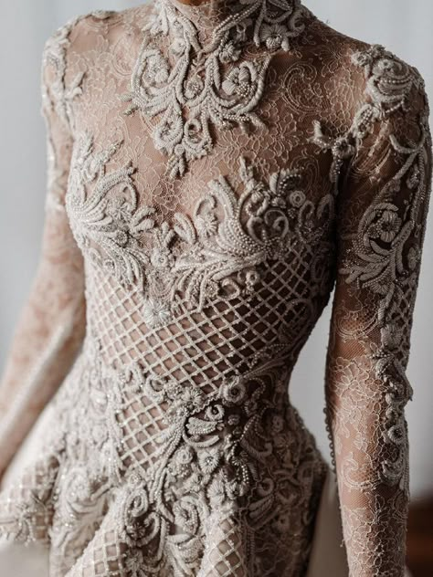 Elegant High-Neck Long Sleeves Chapel Train Appliqued Beaded Wedding D – BohoProm Wedding Dress High Neckline, Beaded Wedding Dresses, Sleeved Wedding Dress, Most Beautiful Wedding Dresses, Fancy Wedding Dresses, Occasion Dresses Wedding, Jewelry Nails, Wedding Dresses Beaded, Most Beautiful Wedding