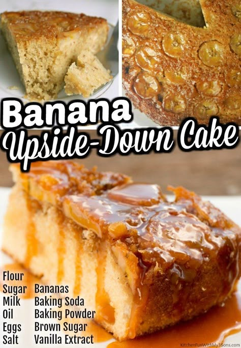 Banana Cream Cupcakes, Deserts With Cream Cheese, Banana Fosters, Sunday Desserts, Easy Banana Cake, Cranberry Upside Down Cake, Banana Upside Down Cake, Moist Banana Cake, Easy Banana Pudding