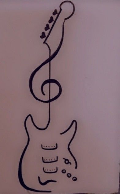 🎸🎸❤️❤️ Mini Guitar Drawing, Spotify Logo Drawing, Simple Music Drawings, Band Drawing Easy, Dark Easy Drawings, How To Draw Guitar, Music Notes Drawing Doodles, Music Lover Drawing, Meaningful Sketches Inspiration