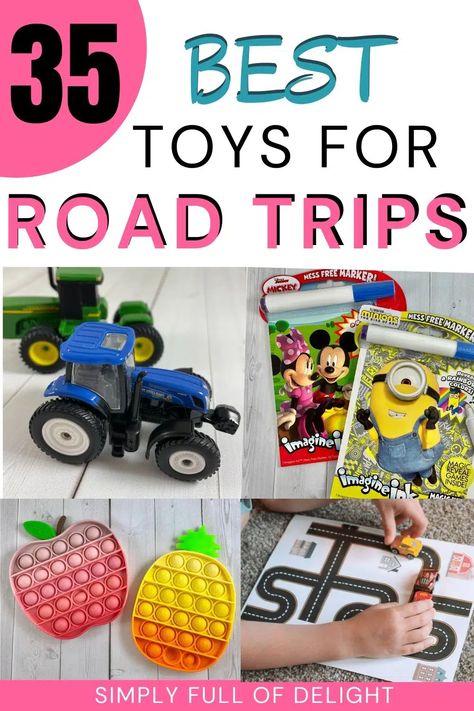 Toddler Long Car Ride Road Trips, Best Toys For Car Trips, Road Trip Preschoolers, Busy Box For Car Travel Activities, Busy Bags For Car Trips, Infant Car Activities, Screen Free Car Activities, Road Trip Activity Bags, Activities For Car Trips For Kids