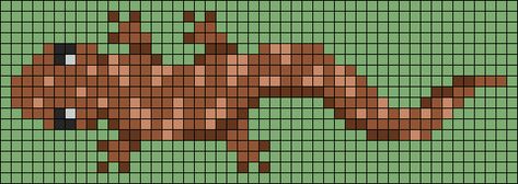 Salamander Cross Stitch, Lizard Friendship Bracelet Pattern, Lizard Perler Beads, Lizard Perler Bead Patterns, Sloth Pixel Art, Alpha Grids, Dog Pixel Art, Bead Lizard, Cow Pillow