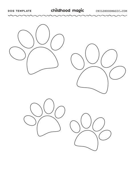 Puppy Coloring Pages- Free Printable Template - Childhood Magic Paw Template, Dinosaur Template, Puppy Crafts, Dog Template, Lion Craft, Dog Outline, Puppy Coloring Pages, Kids Printables, Valentine's Day Printables