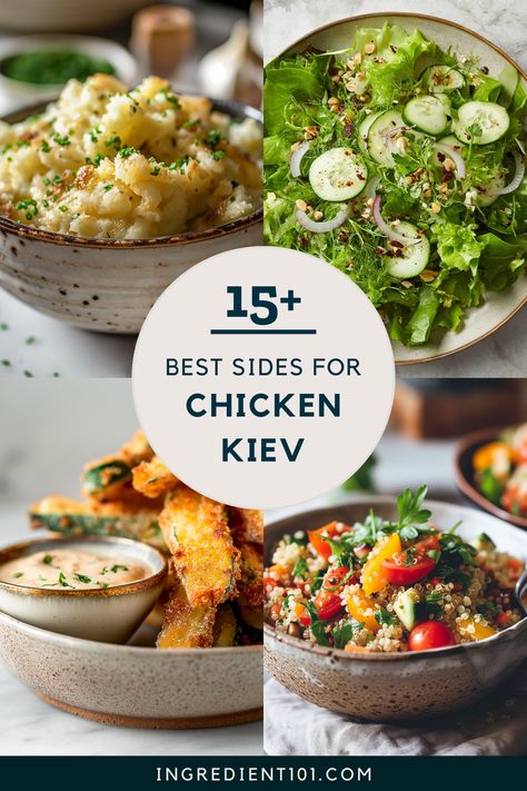 Elevate your chicken kiev and take your favorite dish to the next level with these perfect side dishes! From crispy garlic parmesan green beans to a refreshing summer salad, these sides are a match made in heaven for your tender chicken kiev. Whether you're using an air fryer or baking it in the oven, these easy and delicious sides are guaranteed to impress. So, why wait? Take your chicken kiev dinner to the next level with these perfect crispy sides! Sides For Breaded Chicken, Chicken Kiev Side Dishes, Chicken Breast Side Dishes, Side For Chicken, Garlic Parmesan Green Beans, Friend Dinner, Spinach Fettuccine, Air Fryer Fries, Fried Chicken Dinner