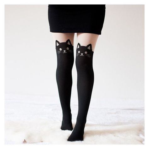 Black Kitty Cat Print Thigh High Pantyhose Cat Tights For Women ❤ liked on Polyvore featuring intimates, hosiery, tights, thigh high hosiery, sheer tights, cat thigh high stockings, thigh high pantyhose and cat stockings Cat Tights, Crazy Cat Lady Gifts, Thigh High Tights, Cat Stockings, Print Tights, Tights For Women, Black Kitty, Black Thigh High, Printed Tights