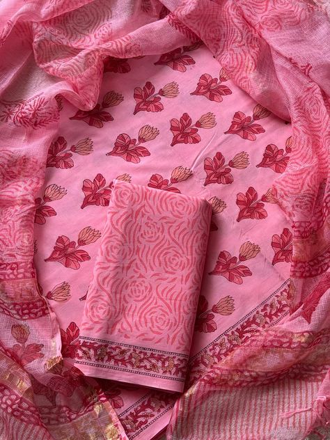 Hand Block Printed Suits, Dupatta Top, Pure Cotton Suits, Printed Suit, Basic Skin Care, Indian Bridal Lehenga, Basic Skin Care Routine, Cotton Dupatta, Fashion Design Dress