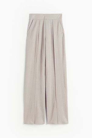 High-waisted tailored trousers - Dark blue/Pinstriped - Ladies | H&M IE H&m Trousers, Wide Legs, Tailored Trousers, Light Beige, Dress Pants, Dark Blue, H&m, Wide Leg, Cute Outfits