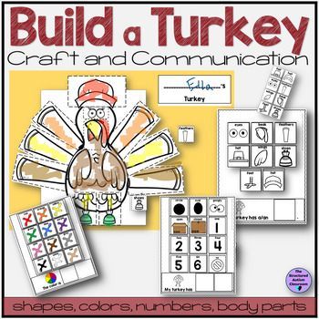 Thanksgiving Craft Activity "Build a Turkey for Speech Therapy Special Education Thanksgiving Speech Therapy, Pathologist Assistant, Build A Turkey, Thanksgiving Speech, Turkey Activities, Smartboard Activities, Speech Therapy Crafts, Turkey Activity, Communication Activities