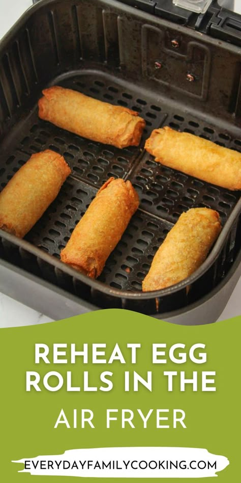 Reheating egg rolls in the air fryer will get crispy results every time. Say goodbye to the days of letting leftovers go to waste — and hello to perfectly heated egg rolls! Air Fry Oven Recipes, Food In Air Fryer, Air Fryer Vegetarian Recipes, Air Fryer Gluten Free, Air Fryer Snack Recipes, Air Fryer Egg Rolls, Simple Air Fryer Recipes, Air Fryer Recipes Vegetables, Air Fryer Appetizers