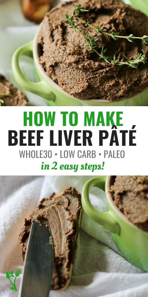 This Easy Beef Liver Pâté recipe doesn’t require soaking and yet full of flavor (not the liver-ey kind). It’s low carb, keto, GAPS, and has options to make it paleo and Whole 30. This recipe is large enough for a party appetizer. | Prepare & Nourish Liver Pate Recipe Beef, Beef Liver Pate, Organ Meat Recipes, Liver Pate Recipe, Offal Recipes, Organ Meat, Chopped Liver, Liver Pate, Organ Meats