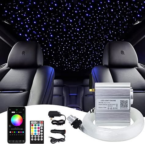 Car Accessories Lights, Car With Lights Under, Cars Inside Decorations, Star Car Ceiling, Car Interior Star Lights, Galaxy Car Interior, Lights In Car Ceiling, Car Ceiling Lights, Truck Lights Interior