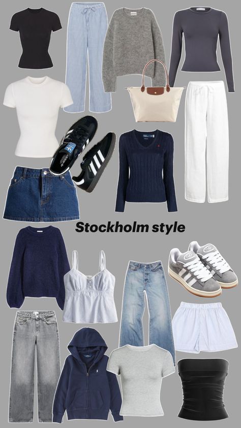 Stockholm Style Wardrobe, Stolckom Aesthetic, Uk College Outfits, Stolkhome Outfits, Outfit Inspo Collage, Collage Fits, Outfits Stockholm, Style Stockholm, Outfits For School