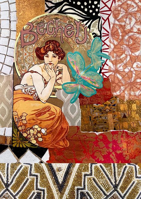 Free Art Deco Collage Paper — Froyle Art Froyle Art, Froyle Davies, Art Deco Collage, Klimt Inspired, Free Collage, Journaling Collage, Gelli Arts, Online Art Classes, Collage Art Mixed Media