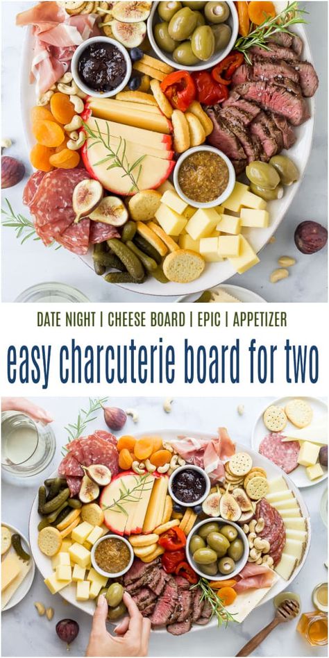 This Easy Charcuterie Board for Two is perfect for date night and comes together in 20 minutes. Learn how to make an epic cheese board and how to pair wines for the best romantic night in. #cheeseboard #ad @texascorn #dinnerfortwo #datenightideas Romantic Platter For Two, Grazing Board For 2, Romantic Cheese Board For Two, Appetizers Date Night, Charcuterie Board For 2 Ideas, Charcuterie Board Dinner For 2, Easy Charcuterie Board For Two, Healthy Charcuterie Board Ideas For Two, Charcuterie For Four People