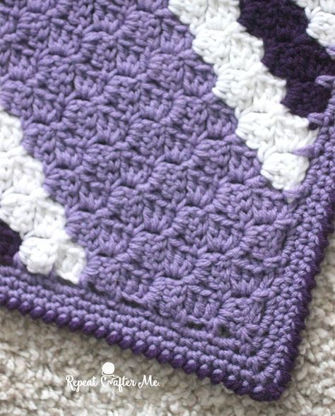 Pretty Purple Stripes! I’ve been working on this blanket for awhile now. It was my back burner project that I would pick up here and there and take with me when I needed something simple and mindless to stitch. I decided it was finally time to finish this WIP (work in progress) and share with … Crochet Challenge, Crochet Edging Pattern, Crochet Blanket Border, Hekel Patrone, Crochet C2c Pattern, Zig Zag Crochet, Crochet Blanket Edging, C2c Blanket, C2c Crochet Pattern Free