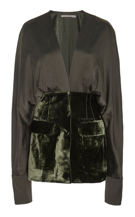 Silvia Tcherassi - Dasha green silk & velvet jacket ($1,100) Adidas X Wales Bonner, Plus Zise, Formal Tops, Wales Bonner, Adidas X, Pre Fall, Global Fashion, Moda Operandi, Fashion Designers