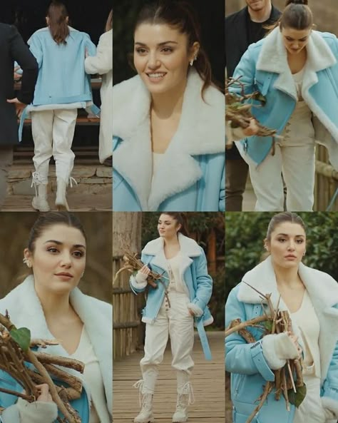 Hande Erçel Style Winter, Eda Yildiz Outfits, Eda Outfits, Hande Ercel Style, Stylish Kurtis Design, Tv Show Outfits, Stylish Work Attire, Desi Fashion Casual, Movies Outfit