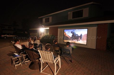 DIY Pro Screen Series Movie Gathering Projector Screen Diy, Outdoor Projector Screen, Backyard Movie Theaters, Diy Projector, Outdoor Movie Theater, Portable Projector Screen, Home Theater Room Design, Outdoor Movie Screen, Theater Room Design