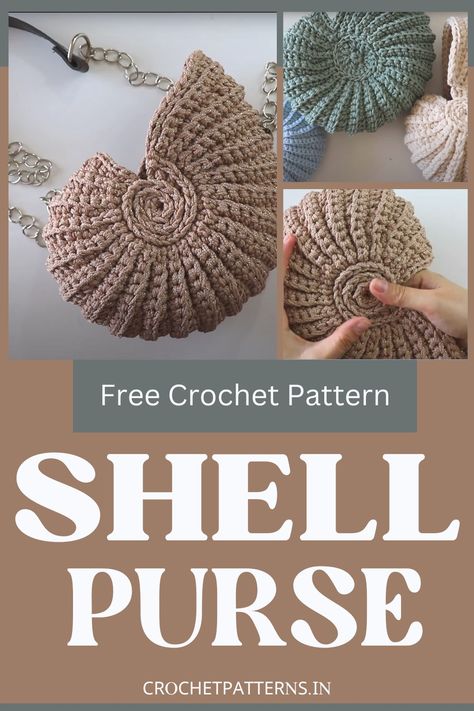 Small Crochet Purse Pattern Free, Crochet Snail, Marine Love, Crochet Clutch Bags, Crochet Shell, Shell Purse, Crochet Beach Bags, Diy Crochet Bag, Free Crochet Bag