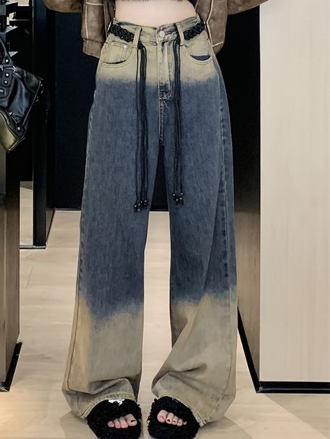 High Waist Ombre Color Block Vintage Washed Denim Jeans For Women, Casual Loose Fit Wide Leg Pants, Retro Distressed Streetwear, Versatile Fashion https://share.temu.com/WLixwjw2jLA via @shoptemu Distressed Streetwear, Ombre Jeans, Denim Jeans For Women, Ombre Color, Women Denim Jeans, Washed Denim, Jeans For Women, Leg Pants, Wide Leg Pants