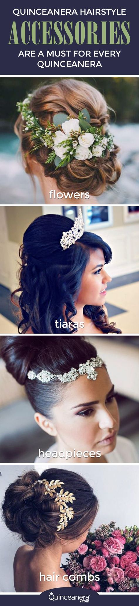 You’ll soon learn that wearing hair accessories has become a must for every quinceanera! Find the hairstyles and hair accessories that scream YOU. - See more at: http://www.quinceanera.com/accessories/hair-accessories-to-take-your-hairstyle-to-the-next-level/#sthash.pqXc4ges.dpuf Traditional Quinceanera, Quinceañera Hair, Quinceanera Crowns, Quinceanera Flowers, Quince Hair, Quinceanera Accessories, My Quinceanera, Quinceanera Planning, Quinceañera Ideas