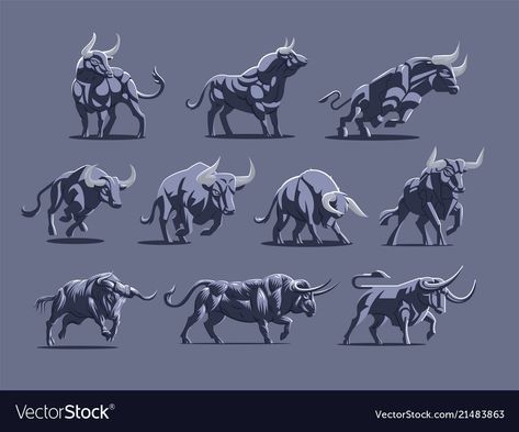 Buffalo Bulls, Market Art, Street Stock, Different Poses, X Man, Merchandise Design, Vector Stock, Illustration Vector, Wall Street