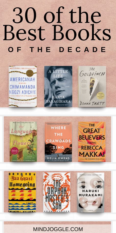 30 of the best fiction books of the last decade. You don't want to miss these books; find three of the top novels from each year of the 2010s. #books #bestbooks #bestbooksofthedecade #booklist #readinglist Best Contemporary Fiction Books, The Reading List Book, Best Book Club Books Of All Time, Fast Reads Books, Top Ten Books To Read, Must Read Non Fiction Books, Top Reads Of 2023, Best Non Fiction Books Of All Time, Best Fiction Novels