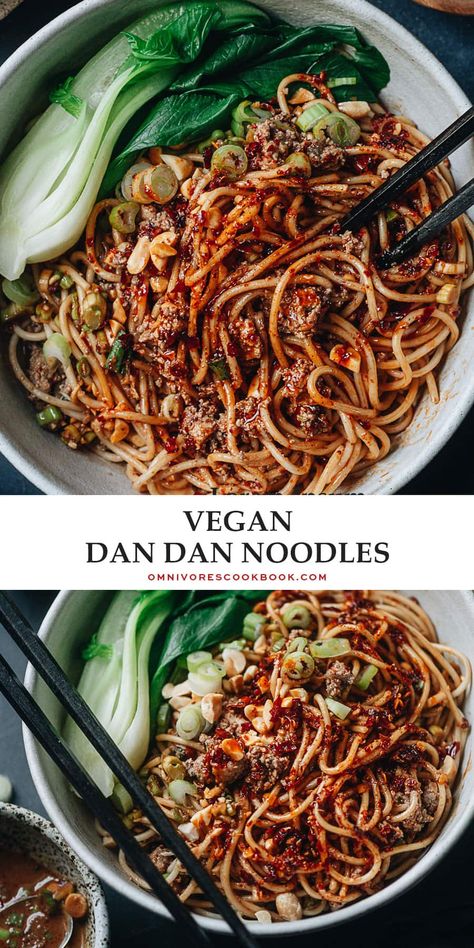 These vegan dan Dan noodles are as tasty as the original. The tender noodles are served in a rich sauce that is nutty, spicy, and extra fragrant, with a hint of sweetness. It also includes a vegan recipe for a flavorful “meaty” topping that tastes great and clings to the noodles. Be careful, this dish is addictively tasty! {Gluten-Free Adaptable} Noodle Sauce Recipe, Healthy Quick Dinner, Vegan Noodles Recipes, Chinese Noodle Recipes, Vegetarian Asian, Thai Stir Fry, Dan Dan Noodles, Vegan Chinese, Best Asian Recipes