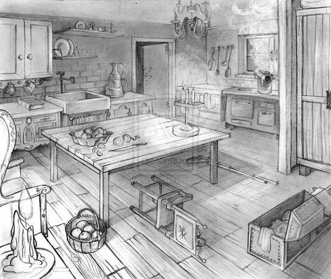 Artistic Interior Sketch Designs for Unique Interiors Two Point Perspective Drawing Interior, Two Points Perspective, Room Perspective Drawing, Room Perspective, Drawing Kitchen, Interior Architecture Sketch, Graphite Powder, Artistic Interior, Two Point Perspective