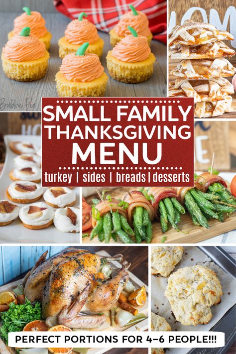 Often, Thanksgiving Dinner is an occasion to get together with large numbers of friends and family. But, sometimes you may be having a smaller Holiday Feast with just your spouse and kids. We've got a complete guide to make your own Small Thanksgiving Recipes portioned for 6 people or less! Here, you'll find recipes for a SUPER EASY turkey, side dishes, breads and desserts. Gobble Gobble! Thanksgiving Menu Planner, Small Thanksgiving, Food For Special Event, Traditional Thanksgiving Menu, Traditional Thanksgiving, Thanksgiving Menu Ideas, Thanksgiving Dinner Menu, Thanksgiving Dinner Recipes, Menu Planner