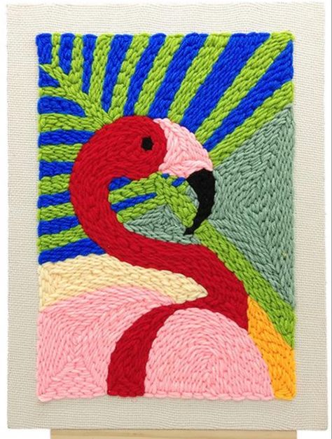 Tissue Art Paintings, Punch Needle On Canvas, Yarn Painting Art Ideas, Tissue Paper Art On Canvas Paintings, Painting And Embroidery On Canvas, Yarn Art On Canvas, Tissue Painting, Yarn Art Diy, Yarn Painting Art