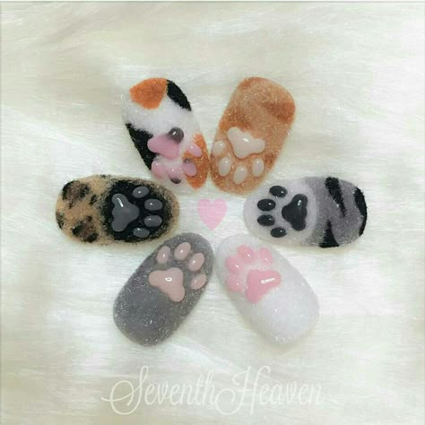 Cat Nail Designs, Paw Nails, Cat Nail Art, Animal Nails, Pretty Gel Nails, Really Cute Nails, Cat Nails, Nail Swag, Kawaii Nails