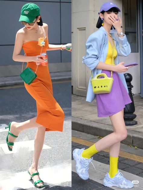 Colour Combos Outfit, Cute Wardrobe, Outfit Ideas Korean, Bright Outfit, Outfits Colorful, Pattern Outfits, Color Outfits, Colour Combinations Fashion, Color Combos Outfit