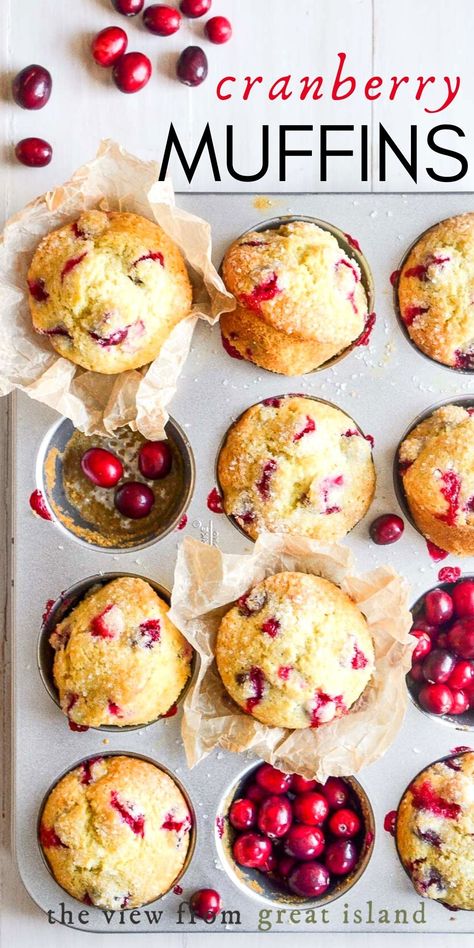 Fresh Cranberry Muffins are loaded with tangy pops of cranberry ~ the color and flavor of fresh cranberries are unrivaled in the food world, if you ask me. This easy one bowl recipe proves that comfort food can definitely be bright and fresh! #muffins #cranberries #breakfast #quickbread #Christmas Fresh Cranberry Muffins, Cranberry Recipes Muffins, Fresh Cranberry Recipes, Basic Muffin Recipe, Fresh Cranberry, Cranberry Muffins, Cranberry Recipes, Fresh Cranberries, Bowl Recipe