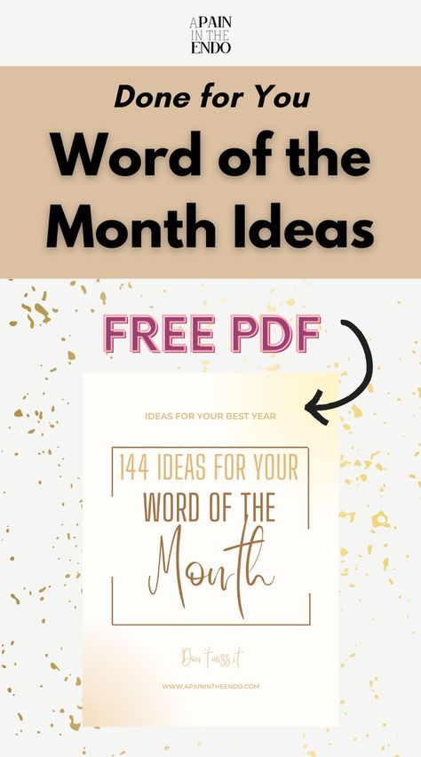 Word of the month ideas to keep you inspired each and every month or to get your creative juices flowing. Learn more about the concept of word of the month and gain access to a free pdf with 144 word of the month ideas! Word Of The Month Ideas, Month Themes, Word Of The Month, Month Ideas, One Little Word, Word Of The Year, Monthly Themes, A Better Me, Better Me