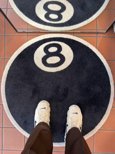 Subversive Room Decor, 8 Ball Rug Stussy, Non Fashion Wishlist Room, Stussy 8 Ball Rug, Stussy Aesthetic Room, Funky House Decor Minimalist, Stussy Home Decor, Cool Room Items, Stussy Carpet