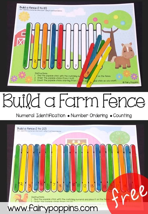 Number Ordering, Numbers Up To 20, Farm Math, Farm Activities Preschool, Farm Week, Preschool Farm, Farm Theme Preschool, Farm Unit, Farm Preschool