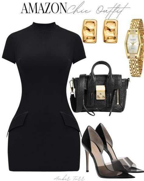 Amber Tarr's Amazon Page Amazon Little Black Dress, Amazon Looks Black Women, Church Outfit Black Women Fall, Classy Amazon Outfits, Black And Gold Outfit Casual, Elegant Date Night Outfit Classy, Classy Fits Black Women, Amazon Fashion 2024, Amazon Outfits Black Women