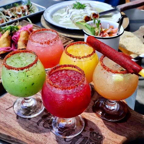 Amanda | SAN ANTONIO, TX on Instagram: “#MargaritaMonday @kingandqueencantina after spending the afternoon at the @sandiegozoo! I came specifically for this margarita flight which…” Margarita Flights, Margarita Flight, National Margarita Day, Dining Menu, Colorful Drinks, Cocktails To Try, Party Hardy, Taco Party, Pretty Drinks