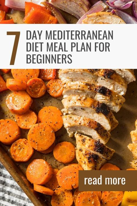 Get started on the Mediterranean diet with this easy to follow 7-day meal plan. - mediterranean diet for beginners | mediterranean diet meal plan | mediterranean diet recipes | clean eating recipes | gluten free recipes | dairy free recipes | low carb recipes | healthy snacks | mediterranean diet breakfast recipes | weight loss meal plans | meal prep recipes Mediterrian Diet Recipes Meal Planning, The Complete Mediterranean Cookbook, Low Carb Meditteranean Recipes, Medditeranean Diet Plan For Beginners, Meal Plan For Mediterranean Diet, Dairy Free Mediterranean Diet Recipes, Easy Meditterean Diet Recipes, Easy Medeteranian Recipes, How To Eat Mediterranean Diet