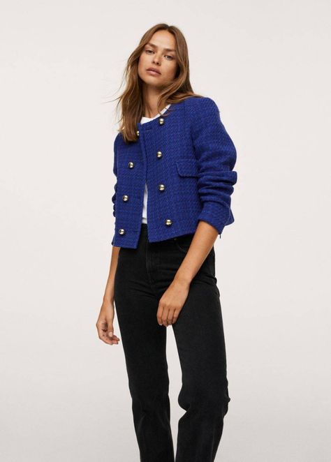 Jenna Coleman Just Wore the Bouclé Jacket We All Want | Who What Wear UK Boucle Jacket Outfit, Tweed Jacket Outfit, Royal Blue Blazer, Blue Tweed Jacket, Tweed Cardigan, Womens Tweed Jacket, Blazer Cardigan, Winter Typ, Cardigan Outfit