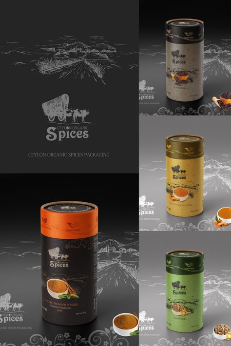 We are developed modern look packaging design idea for Ceylon organic spices Sri Lanka. Our goal was to showcase the traditional industrial pattern of Sri Lanka through this design. #gavi #gaviads #packagingdesign #idea #AdvertisingSrilanka #spicesSrilanka #CeylonSpices #Srilanka #GaviDigital #Branding #brandidentitydesign Organic Spices Packaging, Spices Packaging Ideas, Spices Bottle Design, Spice Branding Design, Spices Packaging Design Creative, Spices Logo Design Ideas, Spice Packaging Design Ideas, Cinnamon Packaging, Masala Packaging Design