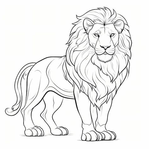 Photo vector hand drawn lion outline ill... | Premium Photo #Freepik #photo Tiger Art Drawing, Lion Outline, Sea Animals Coloring Pages, Sea Animals Coloring, Animal Stencil Art, Spirit Drawing, Cute Coloring Pages For Kids, Coloring Pages Animals, Animals Coloring Pages For Kids