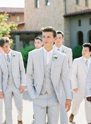 Light Gray Groomsmen Suits Color Schemes, Light Grey Suits Wedding, Groomsman Attire, Light Gray Wedding, Periwinkle Wedding, Gray Groomsmen Suits, Wedding Groomsmen Attire, Groomsmen Grey, Groom And Groomsmen Suits