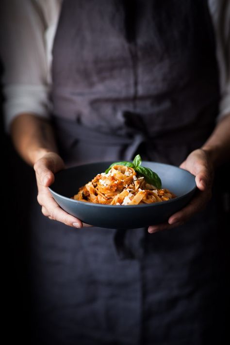 Tomato Tagliatelle, Roasted Aubergine, Food Photography Composition, Dark Food Photography, Roasted Eggplant, Food Photoshoot, Restaurant Photography, Test Shoot, Food Photography Inspiration