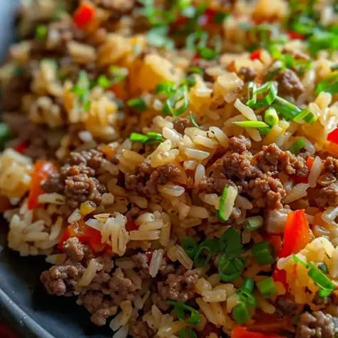 Dirty Rice with Ground Beef Recipe - Better Homebase Ground Beef Dirty Rice, Wildrice Hotdish Ground Beef, Ground Beef Rice Tomato Recipes, Beef And Brown Rice Recipes, Hamburg And Rice Recipes, Beef Rice Soup, Dirty Rice Recipe With Ground Beef, Ground Beef Rice Bowl, Dirty Rice With Ground Beef