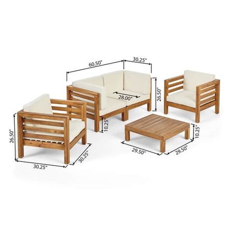 Oana Outdoor 4-seat Acacia Loveseat Chat Set with Cushions by Christopher Knight Home - Bed Bath & Beyond - 27785022 Wood Loveseat, Wooden Sofa Set Designs, Lounge Space, Wooden Sofa Set, 5 Seater Sofa, Sofa Set Designs, Outdoor Furniture Plans, Christopher Knight, Wood Sofa