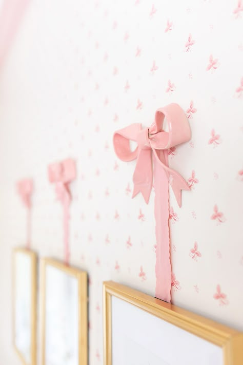 Traditional Garden Inspired Girl’s Room Reveal Bow Baby Girl Nursery, Baby Girl Pink Bow Nursery, Chinoiserie Nursery Girl Rooms, French Baby Girl Nursery, Southern Nursery Girl, Bow Nursery Decor, Baby Girl Bow Theme Nursery, Grandmillenial Nursery Girl, Nursery Inspo Girl