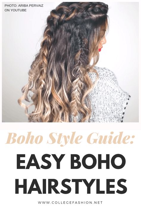 Boho Hairstyles Tutorials, Hobo Braids, Braided Hairstyles Formal, Front Braided Hairstyles, Braided Hairstyles Mohawk, Braided Hairstyles With Color, Formal Braided Hairstyles, Easy Boho Hairstyles, Hairstyles With Flower Crown